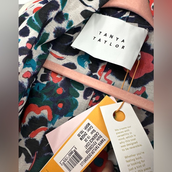 TANYA TAYLOR Cadence Belted Coat Reversible Gray & Floral Plus Sz 1X-3X - Picture 5 of 7